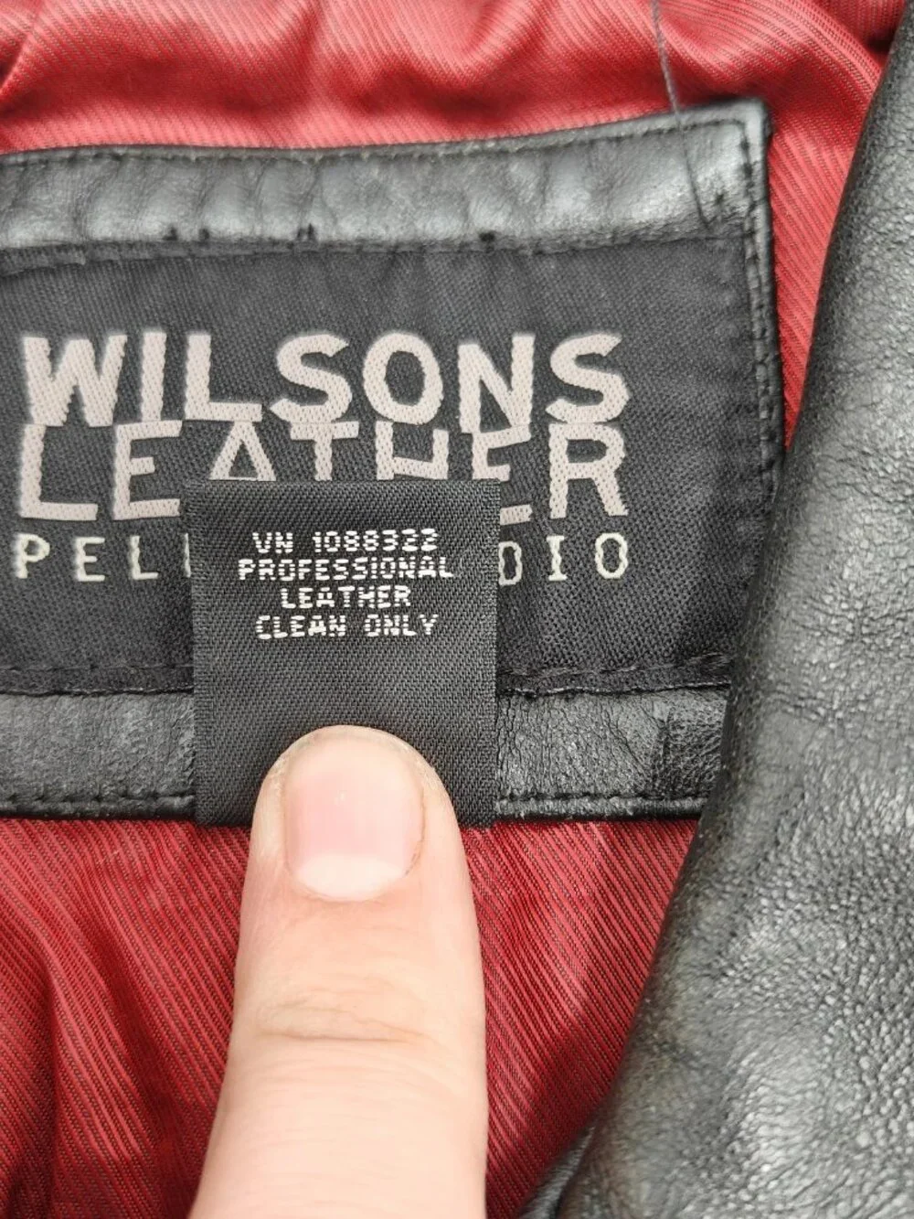 Wilsons Leather Pelle Studio Black Leather Bomber Jacket Red Lining M Vintage